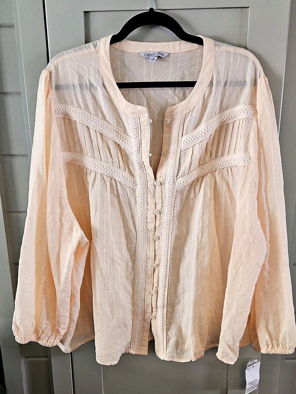 Ophelia Roe Embroidered Blouse in Cream Size 3X NWT Ptp 31 L26